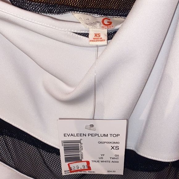 •GUESS• NWT PEPLUM white with black mesh top size XS - Picture 5 of 5